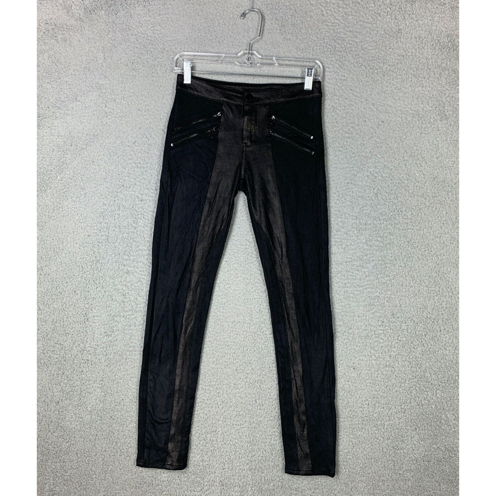 Black Orchid Women's Jeans Skinny Moto Faux Suede Size 26 Black Zip Pockets